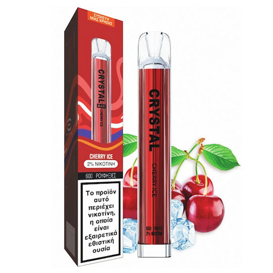 Crystal Vape SKE Ηλεκτρονικό Τσιγάρο μιας Χρήσης 600 Εισπνοών Cherry Ice 2ml 20mg Κόκκινο