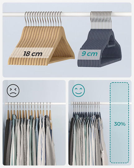 Songmics Umeraș pentru Dulap Pliabil pentru pantaloni Plastic Gri CRF20VX 20buc