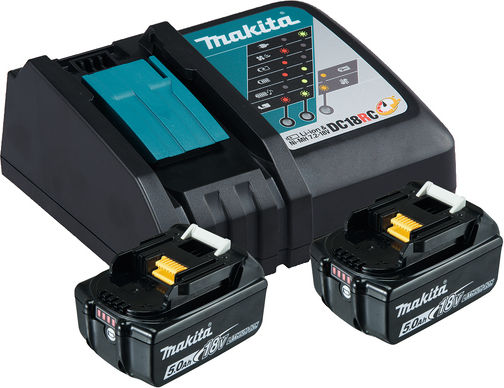 Makita Σετ 2 Μπαταριών Εργαλείου Λιθίου 18V Χωρητικότητας 5Ah με Φορτιστή DC18RC