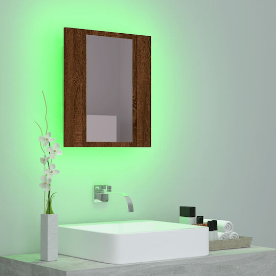 vidaXL Rechteckiger Badezimmerspiegel LED aus MDF mit Schrank 40x12cm Braun