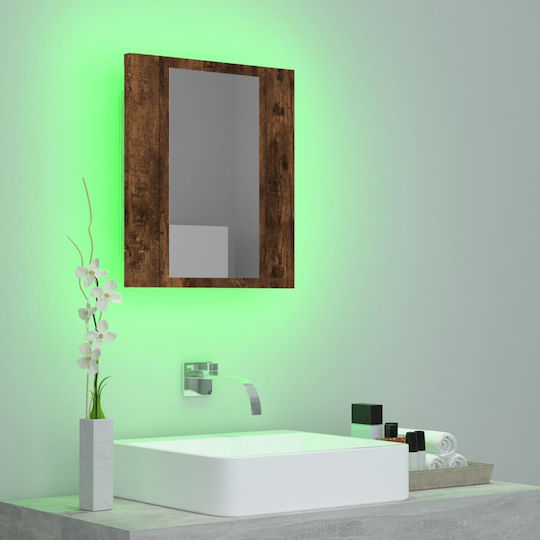 vidaXL Rectangular Bathroom Mirror Led made of Plastic with Cabinet 40x45cm Brown