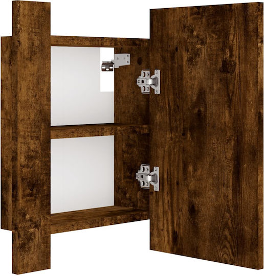 vidaXL Rectangular Bathroom Mirror Led made of Plastic with Cabinet 40x45cm Brown