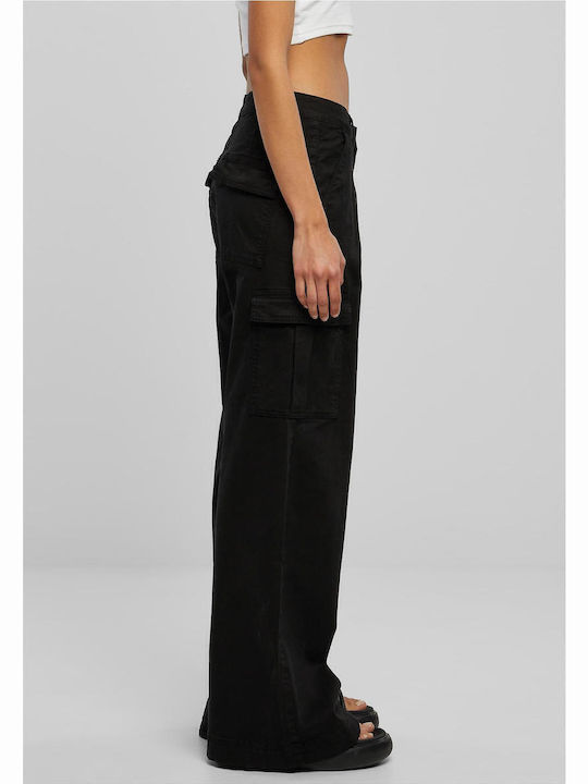 Women's High-waisted Fabric Trousers Black