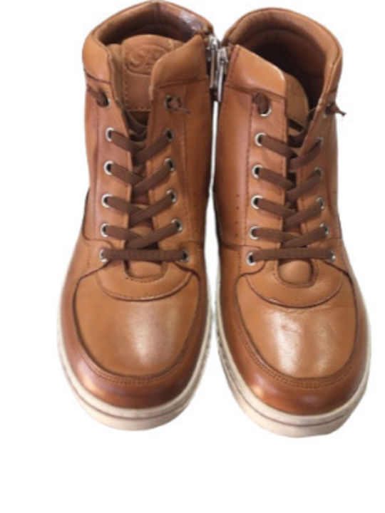 Leder Stiefeletten Damen Tabac Braun