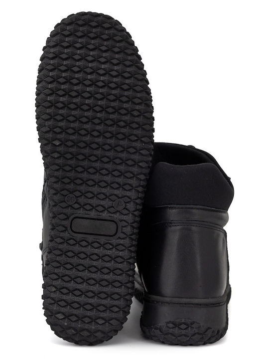 Leder Stiefeletten Damen Schwarz