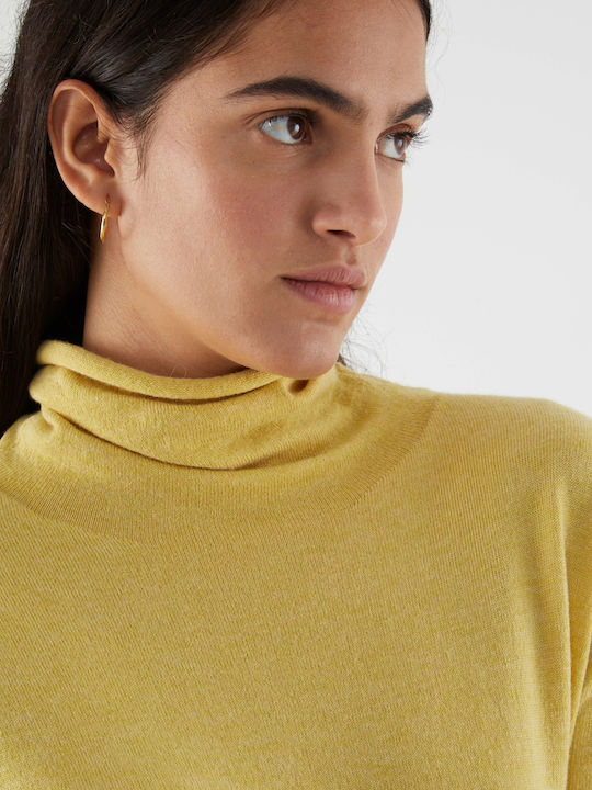 Women's Blouse Long Sleeve Turtleneck Yellow