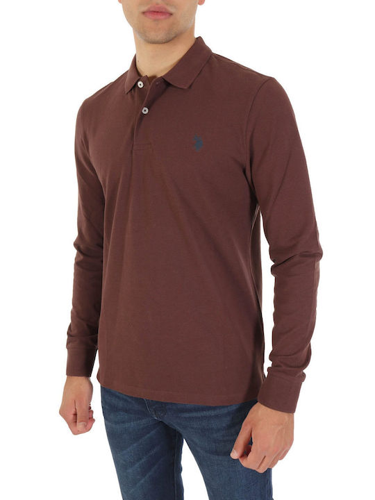 U.S. Polo Assn. Herren Langarmshirt Polo Braun