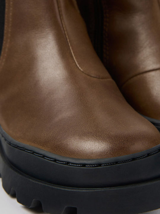 Brutus Leather Kids Boots with Zipper Brown