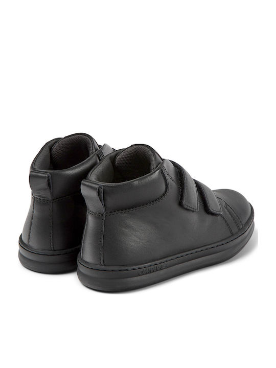Runner Four Lederne Kinderstiefeletten mit Klettverschluss Schwarz