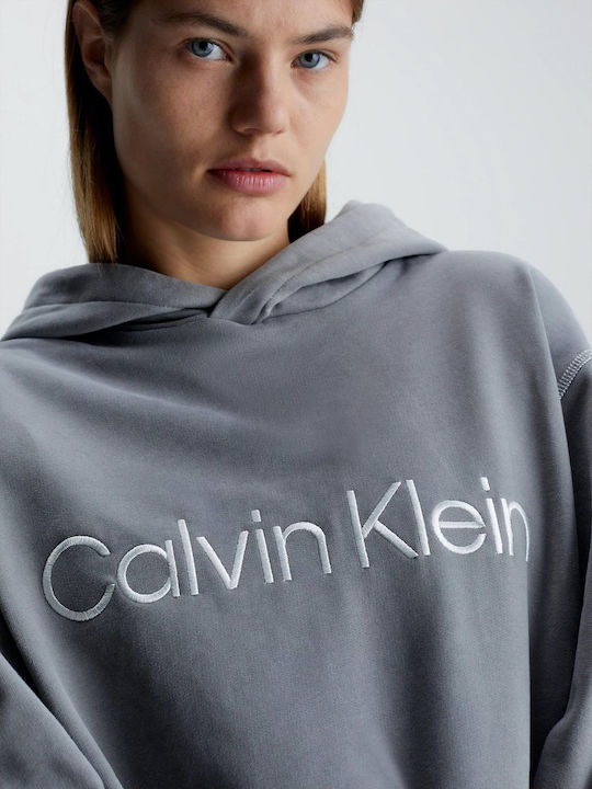 Calvin Klein Χειμερινή Γυναικεία Βαμβακερή Μπλούζα Πιτζάμας Γκρι