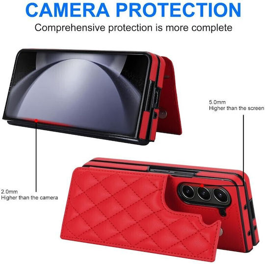 Puff Rhombus Back Cover Synthetic Leather Red (Galaxy Z Flip5)