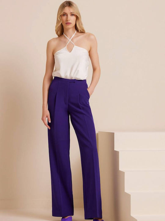 Mind Matter Women's Fabric Trousers Purple