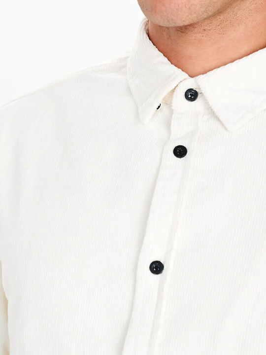 Long-sleeved Corduroy Shirt White