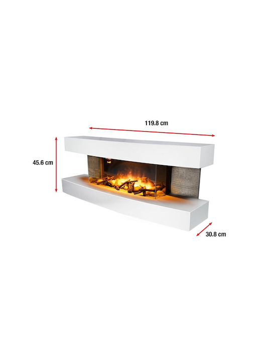 Classic Fire Floor Electric Fireplace 2000W 119.8x30cm White