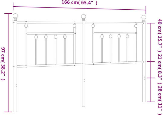 vidaXL Metal Bed Headboard Black 160cm