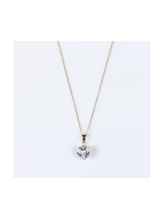 Cuoro Necklace with design Heart from Gold Plated Steel