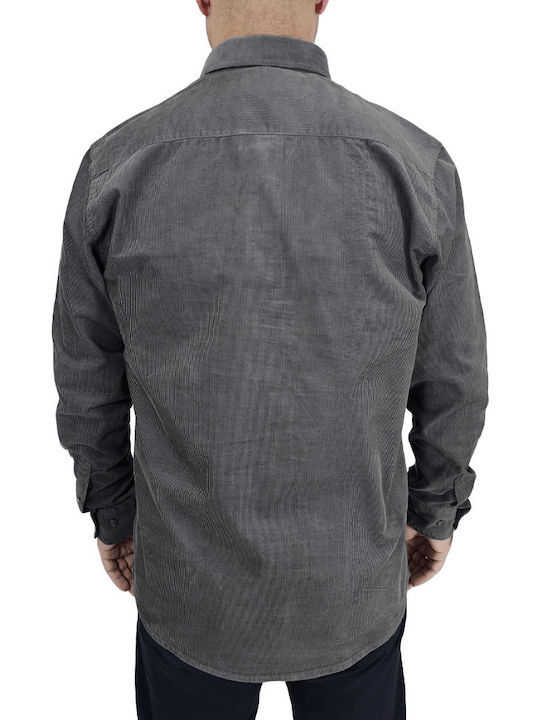 Double Men's Shirt Long Sleeve Corduroy Gray