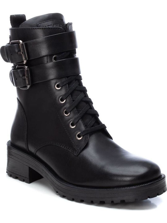 Leder Stiefeletten Damen Schwarz