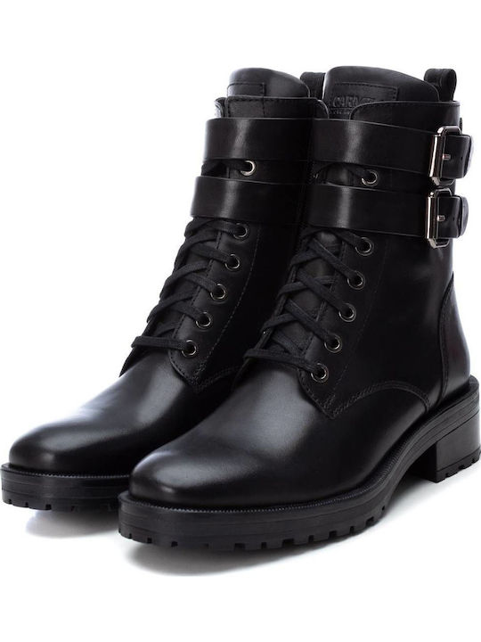 Leder Stiefeletten Damen Schwarz