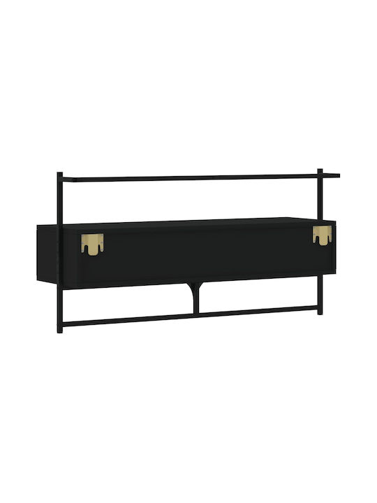 TV-Möbel Hölzernes Wandmontiertes Black L100.5xB30xH51cm