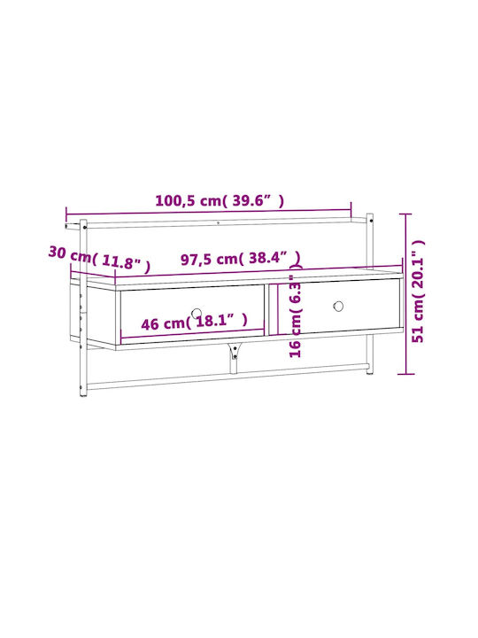 TV-Möbel Hölzernes Wandmontage Capn. Oaks L100.5xB30xH51cm