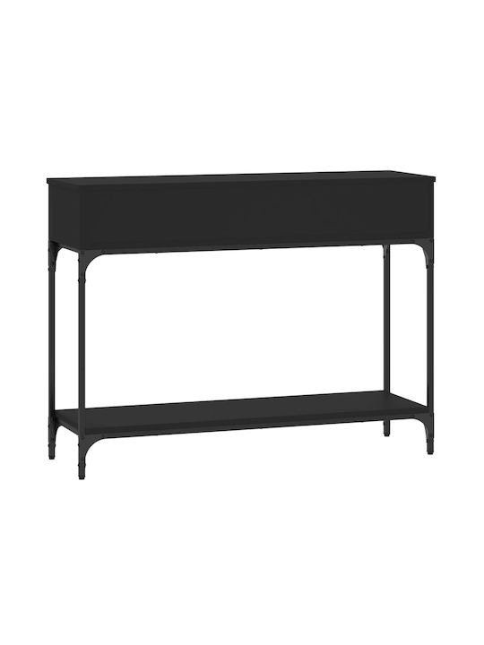 Wooden Console Table Black Velvet-Black Metal L100xW30.5xH75cm