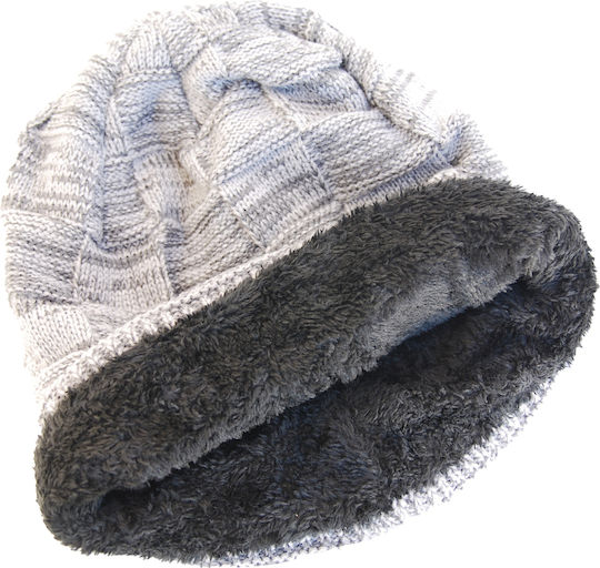 Set with Beanie Fleece Knitted in Gray color