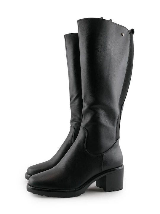 Via Dos Medium Heel Women's Boots with Zipper Black