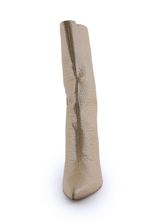 Cizme dama cu toc înalt Bej