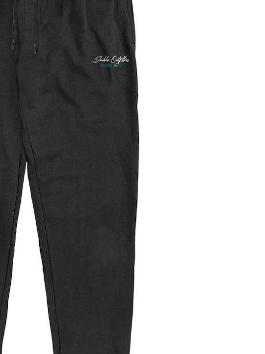 Double Men's Sweatpants with Rubber Black