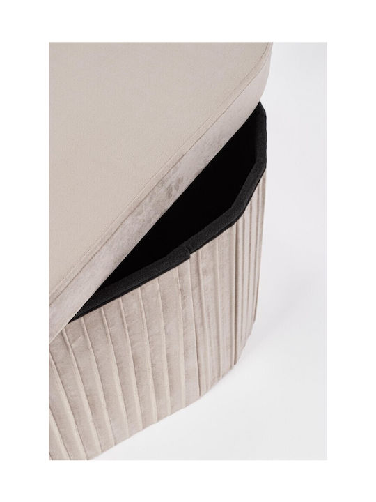 Stool Bench Stool With Storage Space Upholstered with Velvet Jocelyn Beige 76x38x38cm