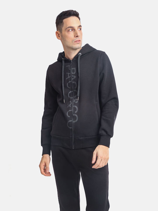 Paco & Co Men's Sweatshirt Jacket with Hood Black