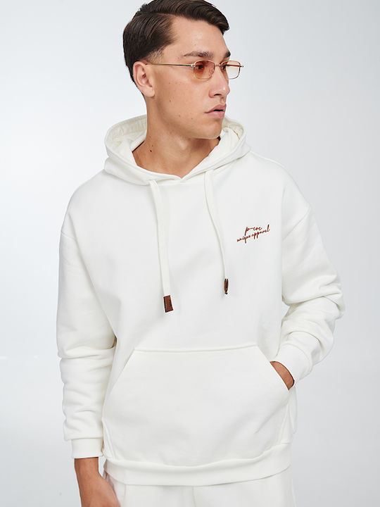 P/Coc Men's Sweatshirt with Hood and Pockets White