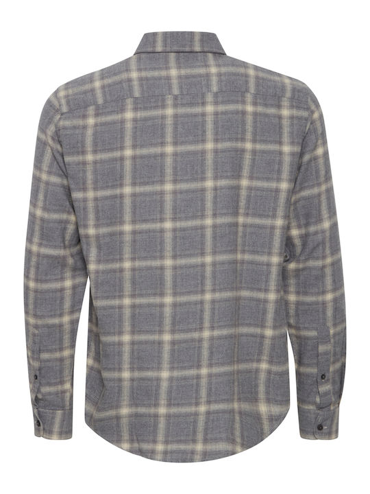 Casual Friday Men's Shirt Long Sleeve Cotton Checked Gray