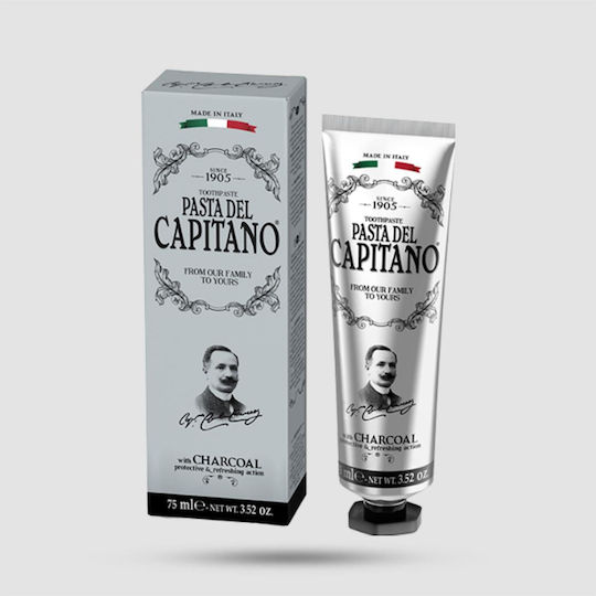Pasta del Capitano Zahnpasta mit Aktivkohle & ohne Fluorid für Aufhellung 75ml