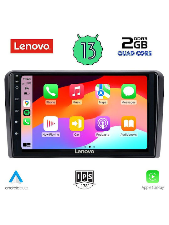 Lenovo Ηχοσύστημα Αυτοκινήτου για Audi A3 2003-2012 (Bluetooth/USB/WiFi/GPS/Apple-Carplay/Android-Auto) με Οθόνη Αφής 9"