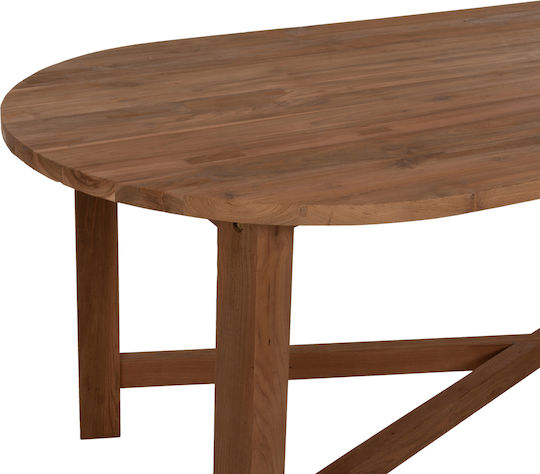 Kutai Ovaler Esszimmer- und Küchentisch aus Massivholz Natürlich 220x100x75cm
