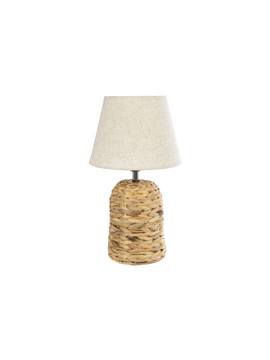 GloboStar Wood Table Lamp for Socket E27 with Beige Shade and Blue Base