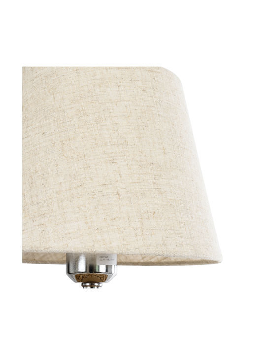 GloboStar Wood Table Lamp for Socket E27 with Beige Shade and Blue Base