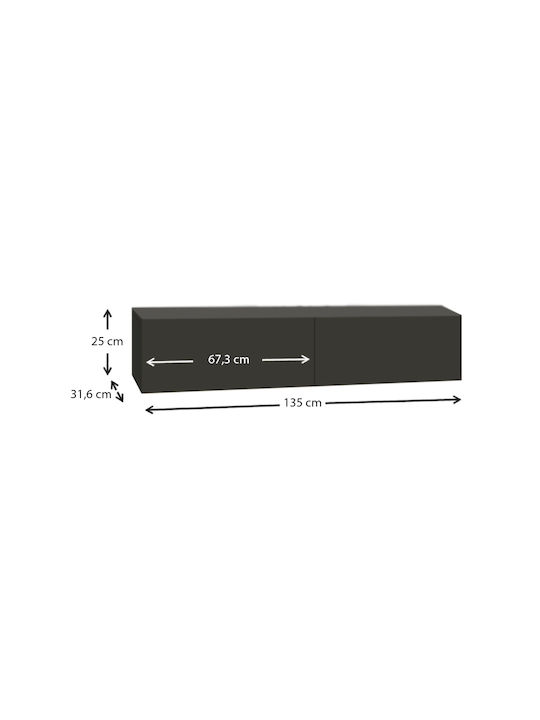 TV Stand Aristo with LED Lighting Anthracite L135xD31.6xH25cm