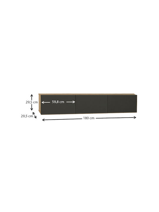 Έπιπλο Τηλεόρασης Damla Sapphire Oak - Ανθρακί Μ180xΠ29.5xΥ29.5cm