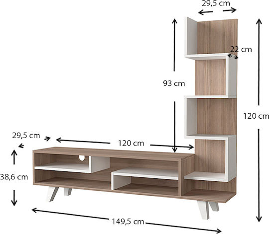 TV-Ständer Granada Weiß - Cordoba M149.5xT29.5xH120cm