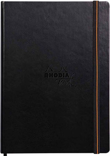 Rhodia Тетрадка 64 Листа A4 с Бели Страници и Калъф за Химикалка Черен