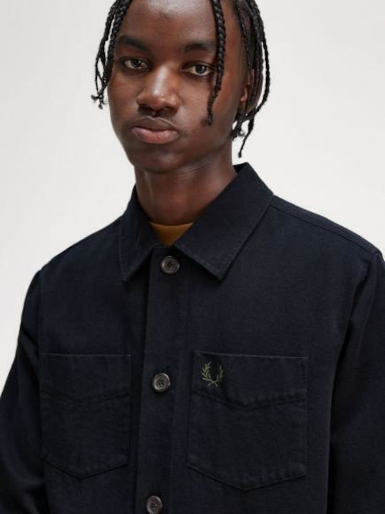 Fred Perry Herrenhemd Overshirt Langärmelig Schwarz