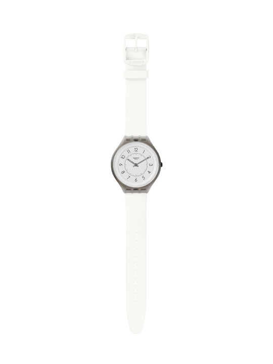 Swatch Watch with White Rubber Strap