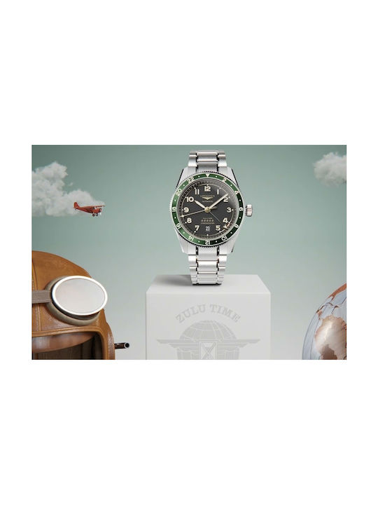 Longines Spirit Zulu Time Men's Watch 42mm Battery with Silver Metal Bracelet