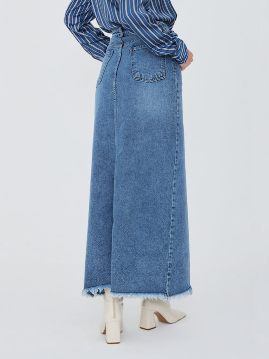 Fashioncore Denim Fustă Maxi în culoarea Albastru