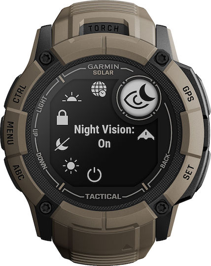 Garmin Watch Solar with Brown Rubber Strap