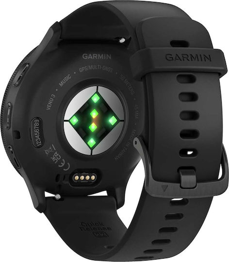Garmin Venu 3 Stainless Steel 45mm Waterproof Smartwatch with Heart Rate Monitor (Slate Bezel With Black Silicone Band)