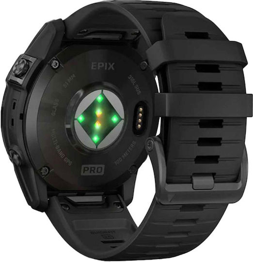 Garmin Epix Pro Stainless Steel 51mm Waterproof Smartwatch with Heart Rate Monitor (Slate Grey with Black Band)